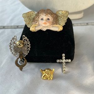 Group of 4 angels and cross pins